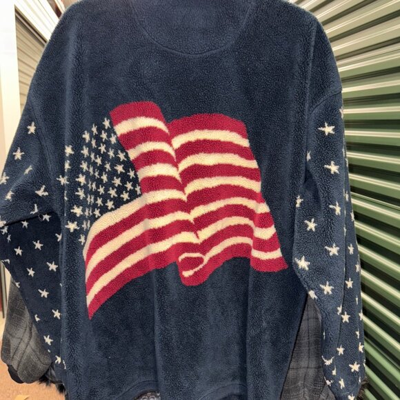 Bear Ridge Vtg Full Zip USA Flag patriot Heavy Fleece Jacket L - Picture 5 of 5